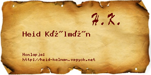 Heid Kálmán névjegykártya